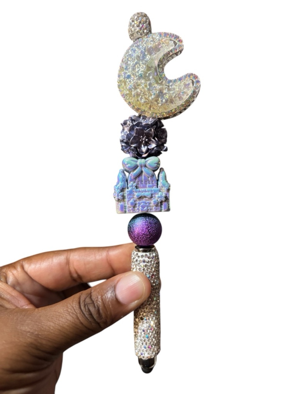 Handcrafted Iridescent Moon & Castle B Stylus & Adventure Explorer Blank Journal - Picture 4 of 8